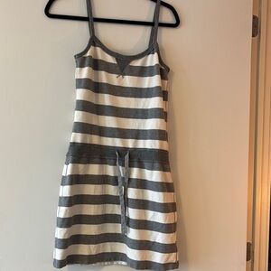 Gap grey & white striped dress.